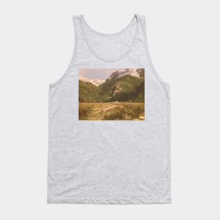 Warm Snowtop Mountain Oil Painting Tank Top